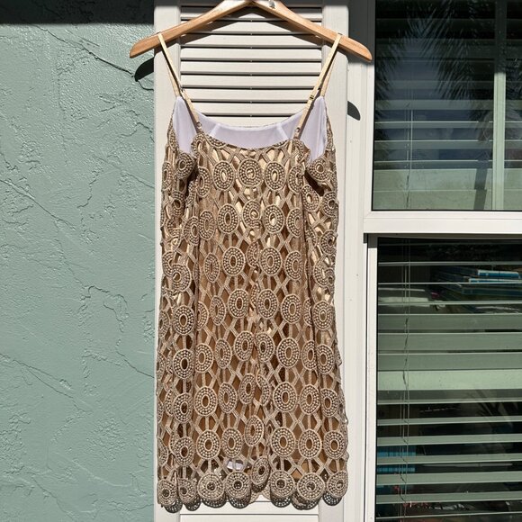 Lilly Pulitzer Beth Lace Slip Dress Metallic Gold - Picture 4 of 5